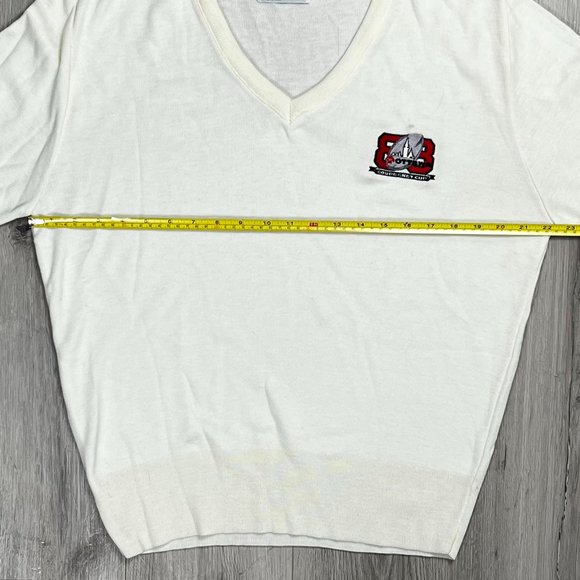 Vintage 1988 76th Grey Cup Ottawa Le Sport Acrylic Cream Medium V-Neck Sweater - Picture 5 of 8